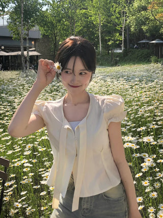 Day Ribbon Puff Blouse