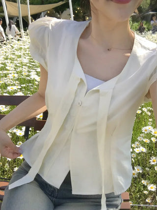 Day Ribbon Puff Blouse