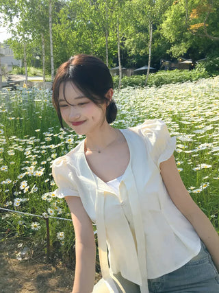 Day Ribbon Puff Blouse