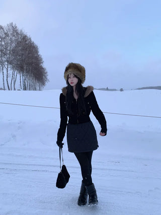 Velvet fur parka