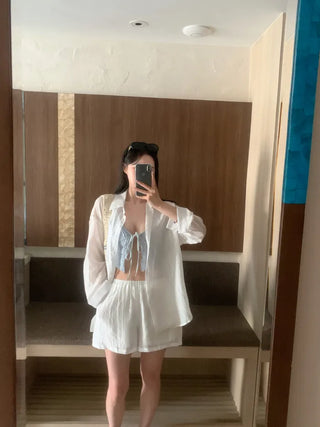 [2pcs/4color] Tencel Shirt and Pants Set