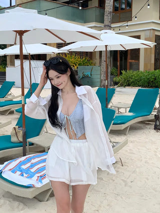 [3pcs] Frill Wrap Bikini Set
