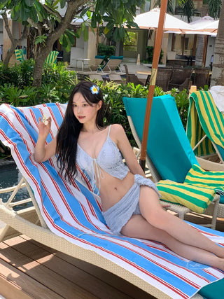 [3pcs] Frill Wrap Bikini Set
