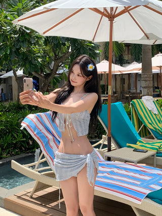 [3pcs] Frill Wrap Bikini Set