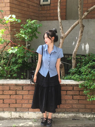 Polka Dot Frill Long Skirt