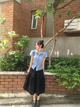 Polka Dot Frill Long Skirt