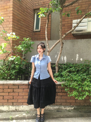 Polka Dot Frill Long Skirt
