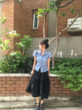 Polka Dot Frill Long Skirt