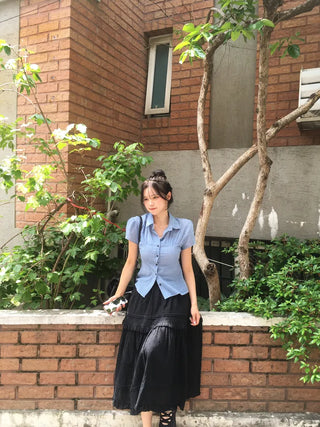 Polka Dot Frill Long Skirt