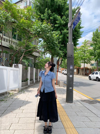 Polka Dot Frill Long Skirt