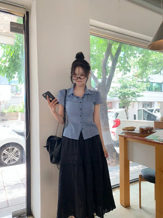 Polka Dot Frill Long Skirt
