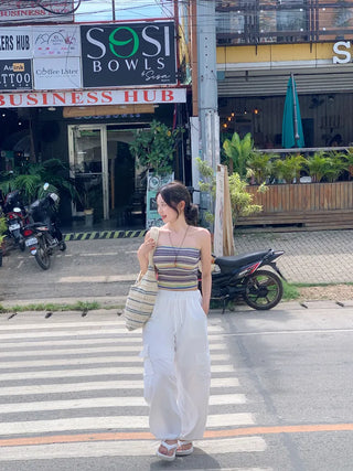 [With built-in cups] Beach knit tank top