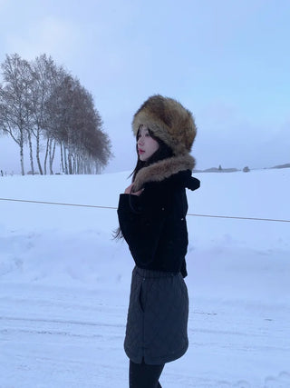 Velvet fur parka