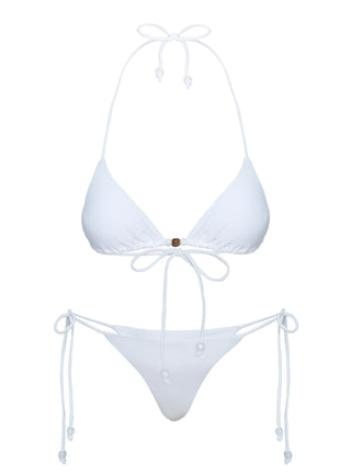 Flounder Bead Detail Triangle Bikini Top White