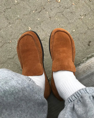 Suede square loafers