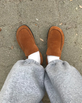 Suede square loafers