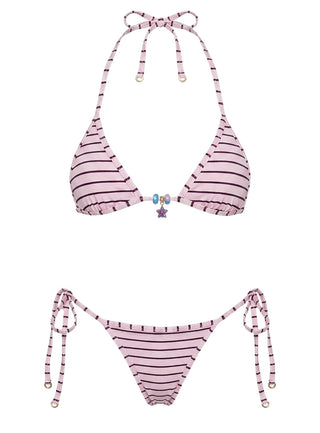 Beasley Reversible Tie Side Bikini Bottoms Pink Check / Stripe