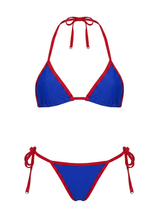 Mikaya Beaded Tie Side Bikini Bottoms Blue / Red