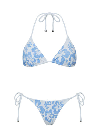 Jenner Triangle Bikini Top Blue / White Hibiscus