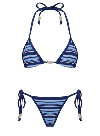 Jenner Triangle Bikini Top Navy Stripe