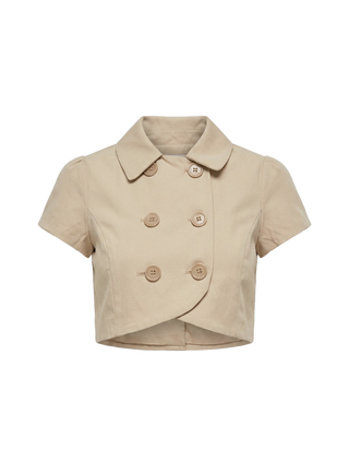 Kaidenn Double Breasted Micro Crop Top Taupe