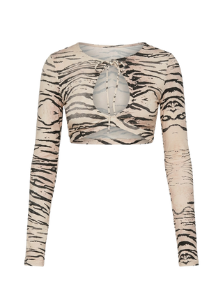 Madalyna Long Sleeve Keyhole Micro Top Animal Multi