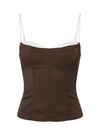 Somani Layered Corset Top Chocolate / White