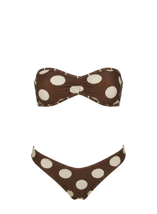 Tykana Bandeau Bikini Top Brown / Cream Polka Dot