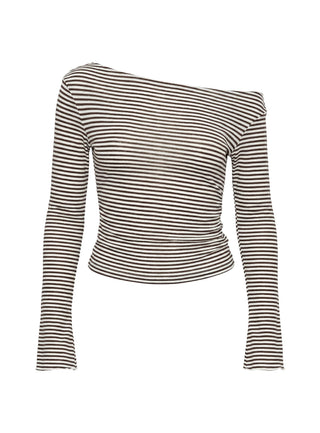 Synergies Long Sleeve Top Brown  White Stripe