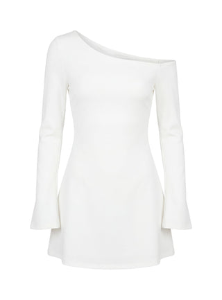 Adrietta Long Sleeve Off Shoulder Mini Dress White