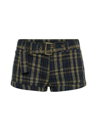 Afterglow Mini Short Navy  Lemon Plaid