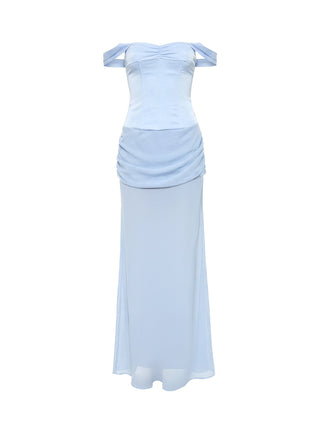 Angiola Corset Off Shoulder Maxi Dress Blue