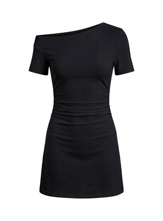 Avriana Off Shoulder T-Shirt Mini Dress Black