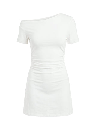 Avriana Off Shoulder T-Shirt Mini Dress White