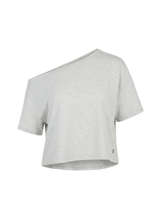 Bailea Off Shoulder Cropped Tee Grey Marle