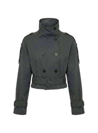 Blanc Cropped Trench Coat Olive