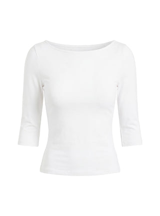 Daily Define Boatneck 34 Sleeve Top White