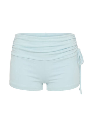Daily Define Ruched Tie Side Micro Shorts Icy Blue