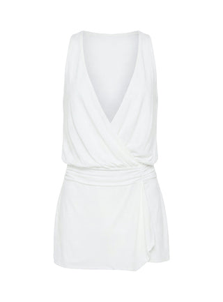 Carissima Drape Plunge Mini Dress White