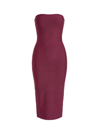 Eastonn Strapless Bandage Midi Dress Plum