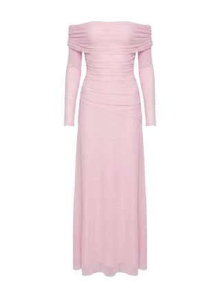 Emorissa Off Shoulder Long Sleeve Maxi Dress Soft Pink