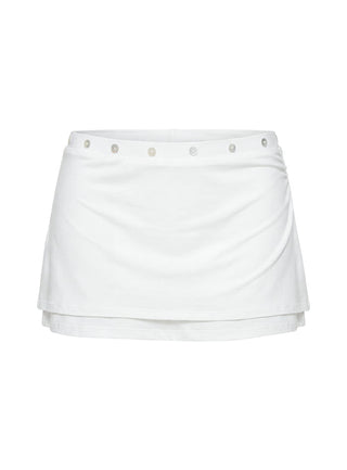 Esperia Button Layered Mini Skirt White