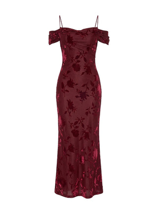 Green Gables Burnout Maxi Dress Burgundy