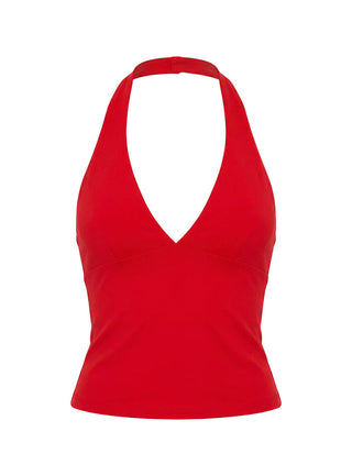 Habitual Active Longline Plunge Neck Tank Top Red