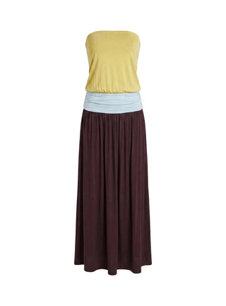 Heart Swarm Colour Block Strapless Maxi Dress Multi