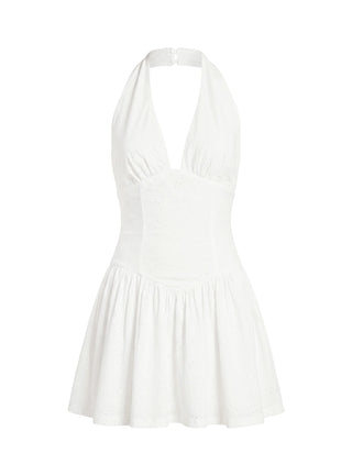 Imojen Halter Mini Dress White