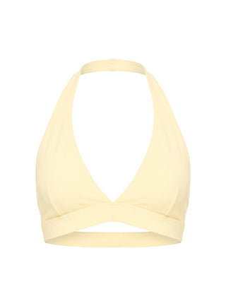 In Motion Active Plunge Halter Crop Top Yellow