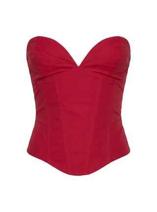 Isalina Strapless Corset Top Red