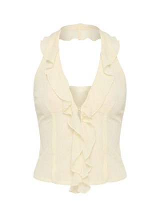 Jazania Frill Halter Top Butter Yellow
