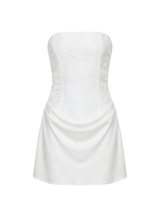 Jenevieve Strapless Drape Mini Dress White